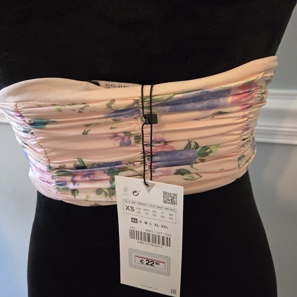 Zara Floral Ruched Halter Top Pink Size Large - Picture 7 of 10